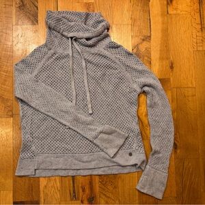 Prana Cropped Tunnel Neck Knit Sweater Heather Blue